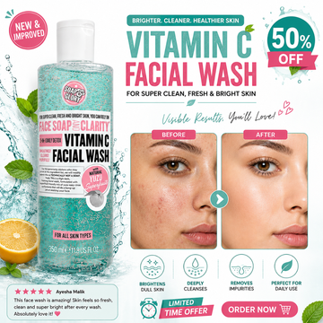 Vitamin C Facial Wash with Natural Yuzu & Mint – 3-in-1 Daily Detox – Brightens Dull Skin, Deeply Cleanses & Removes Impurities, feels cool & fresh – For Super Clean, Fresh & Bright Skin